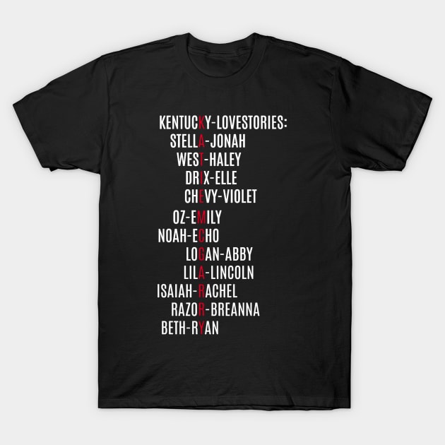 Katie McGarry Character list T-Shirt by bethmessenger92